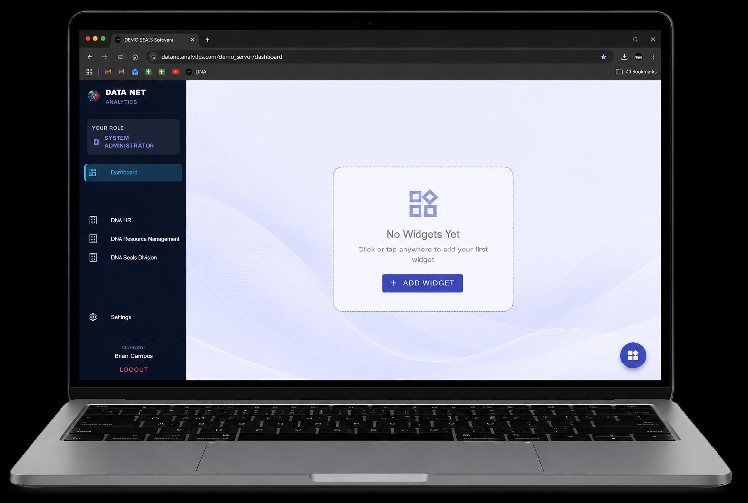 DATANET dashboard on a laptop